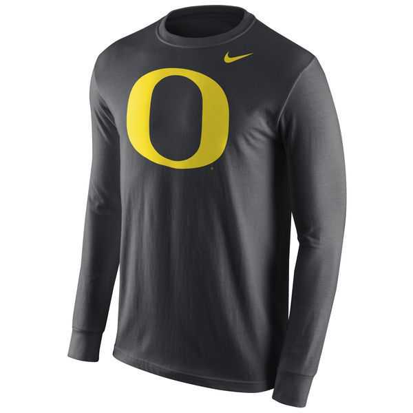 Oregon Ducks Nike Cotton Logo Long Sleeve WEM T-Shirt - Anthracite,We sell and wholesale Oregon Ducks Nike Cotton Logo Long Sleeve WEM T-Shirt - Anthracite on line form chian!